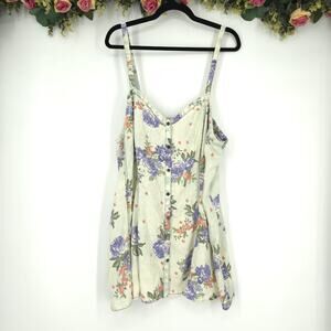 Torrid Multi-Color Floral Print Denim Seamed Cami Top Size 3 NWT